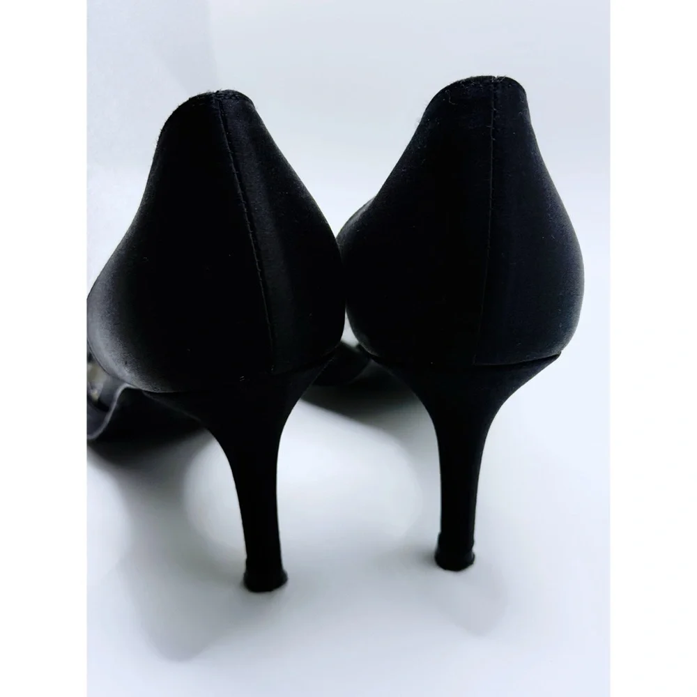 Stuart Weitzman Satin D’Orsay Heels In Black